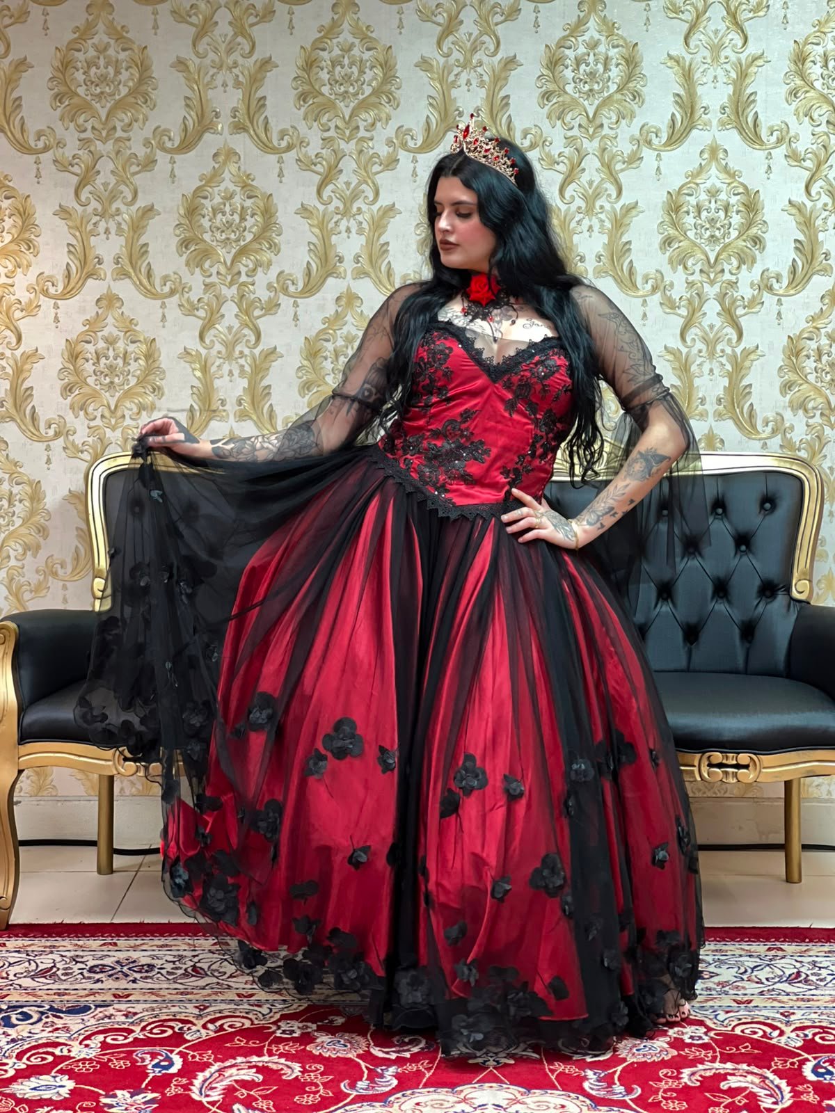 Saia Pétalas Verm/Preto 2119