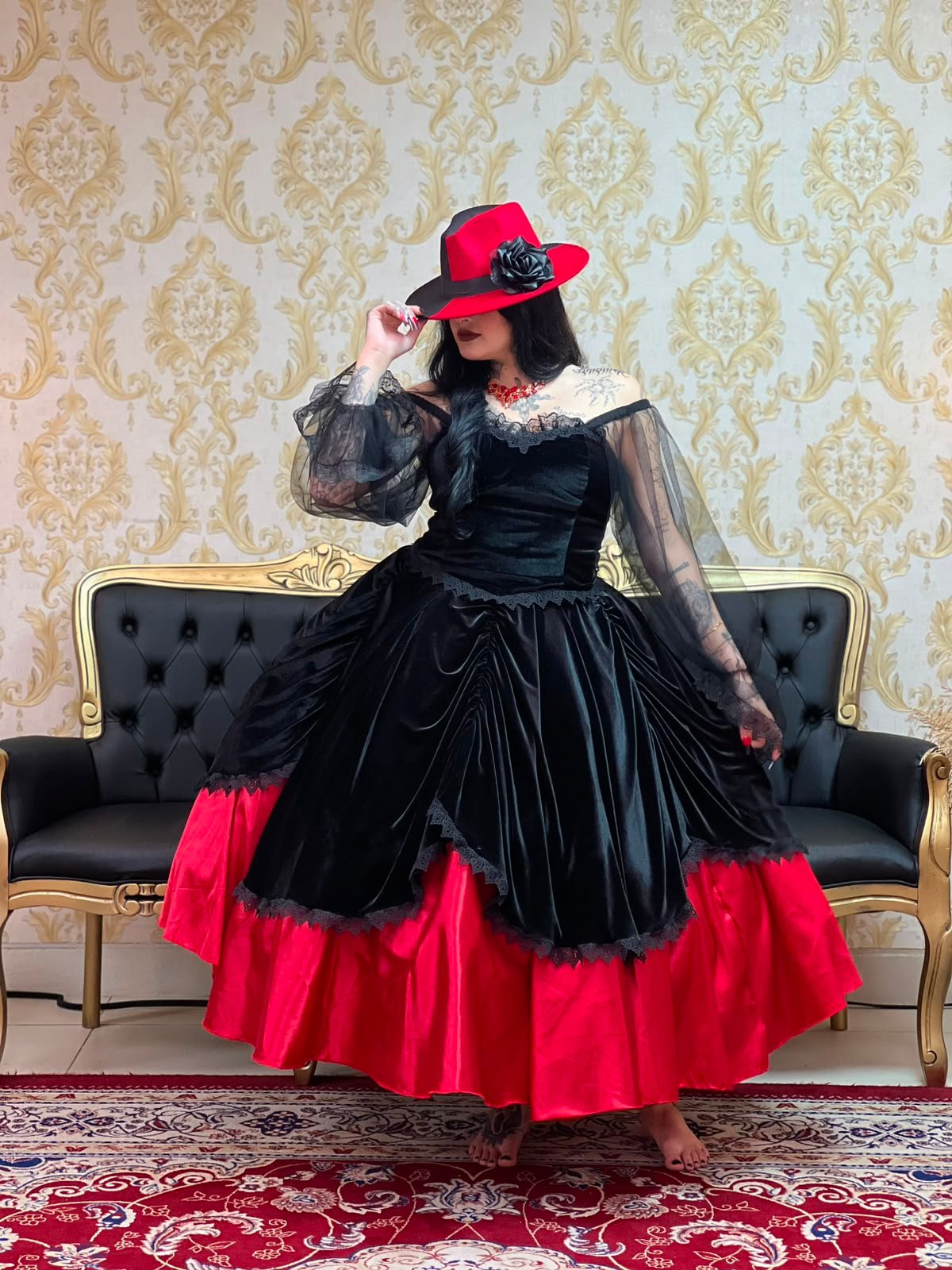 Saia Corte Vermelho/Preto 2193
