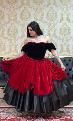 Saia Corte Preto/Vermelho 2199