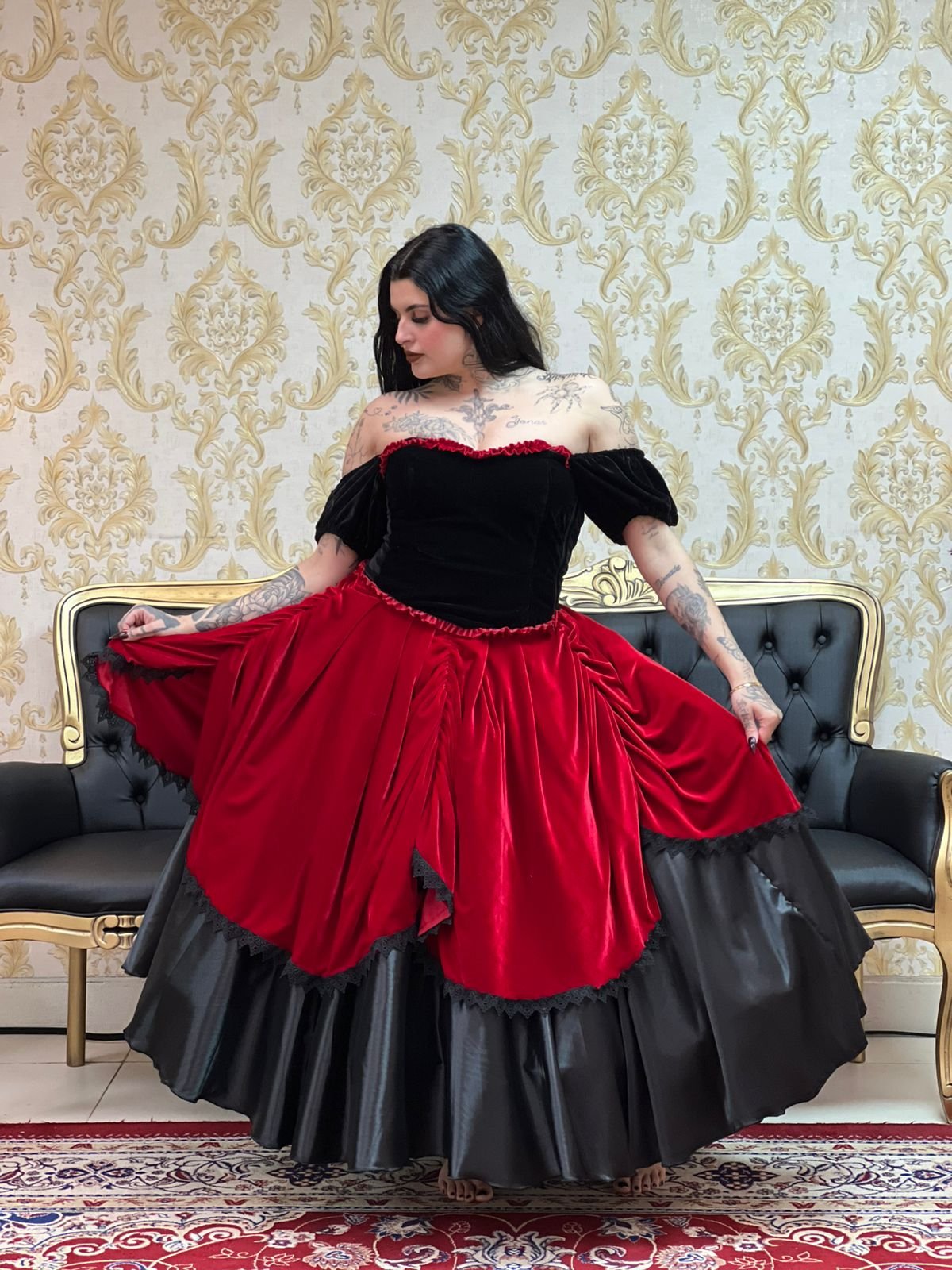 Saia Corte Preto/Vermelho 2199