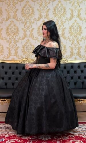 Saia Renda Dupla Longa Preto 2241