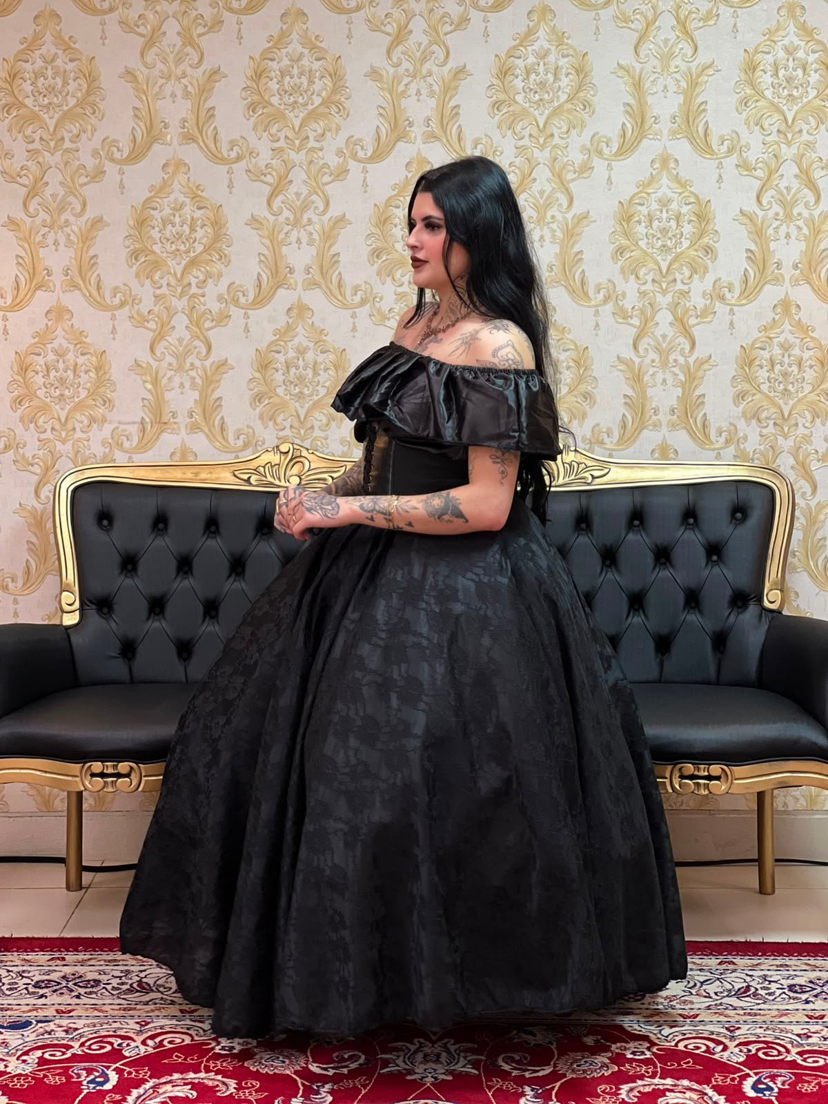 Saia Renda Dupla Longa Preto 2241