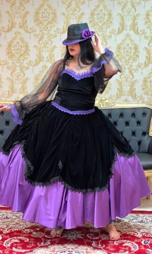 Saia Corte Roxo/Preto 2593
