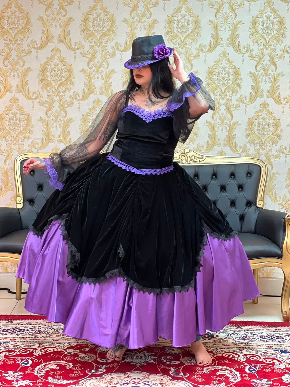 Saia Corte Roxo/Preto 2593