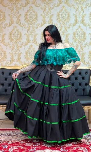 Saia Gomos Oxfor Longa Pto/Verde 2626