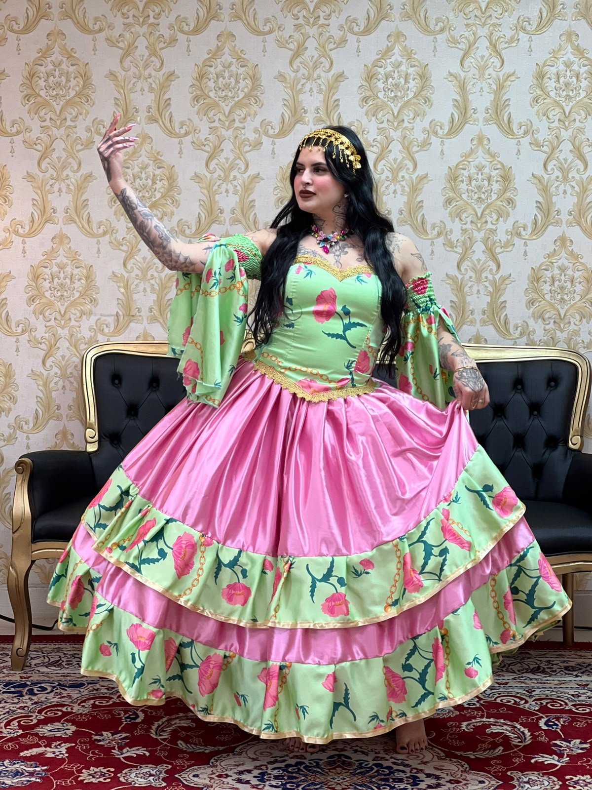 Saia Yasmin Rosa/Verde 8718