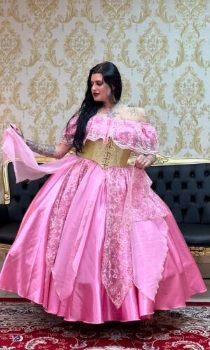 Saia Lenços Bordado Rosa/Dou 8719