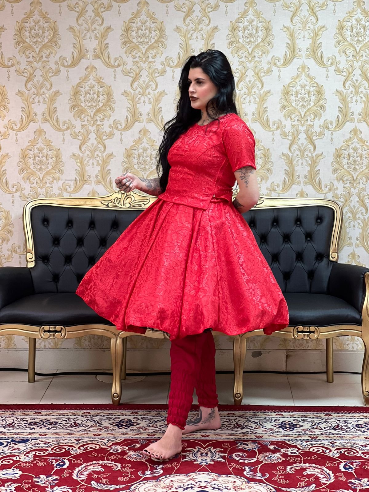 Bata Renda Duplada Vermelho 153