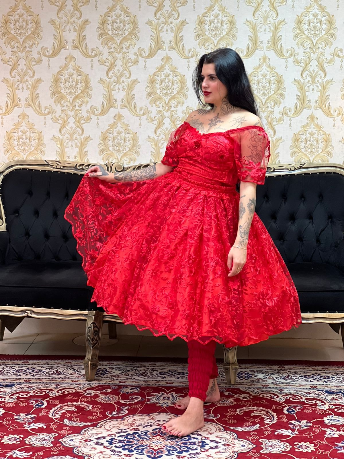 Saia Luxo Curta Vermelho 183