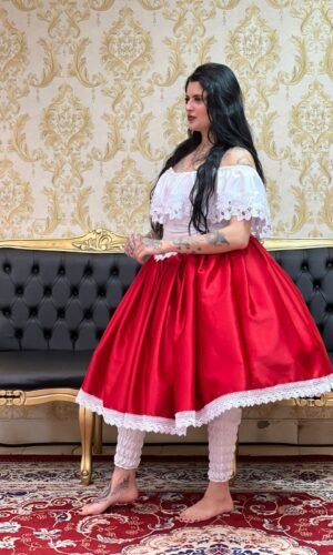 Saia Prada Vermelho/Branco 148