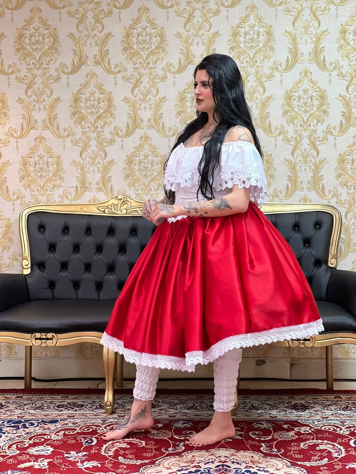Saia Prada Vermelho/Branco 148