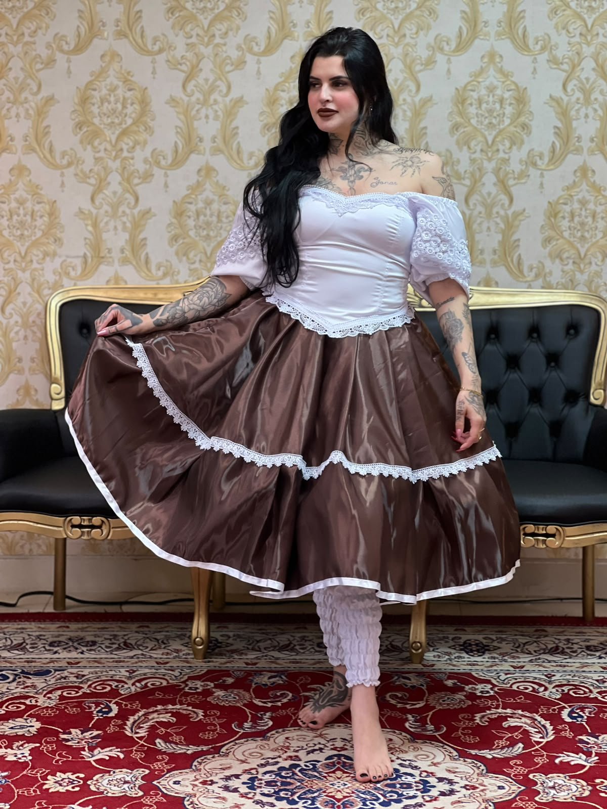 Saia Ilê Marrom/Branco 984