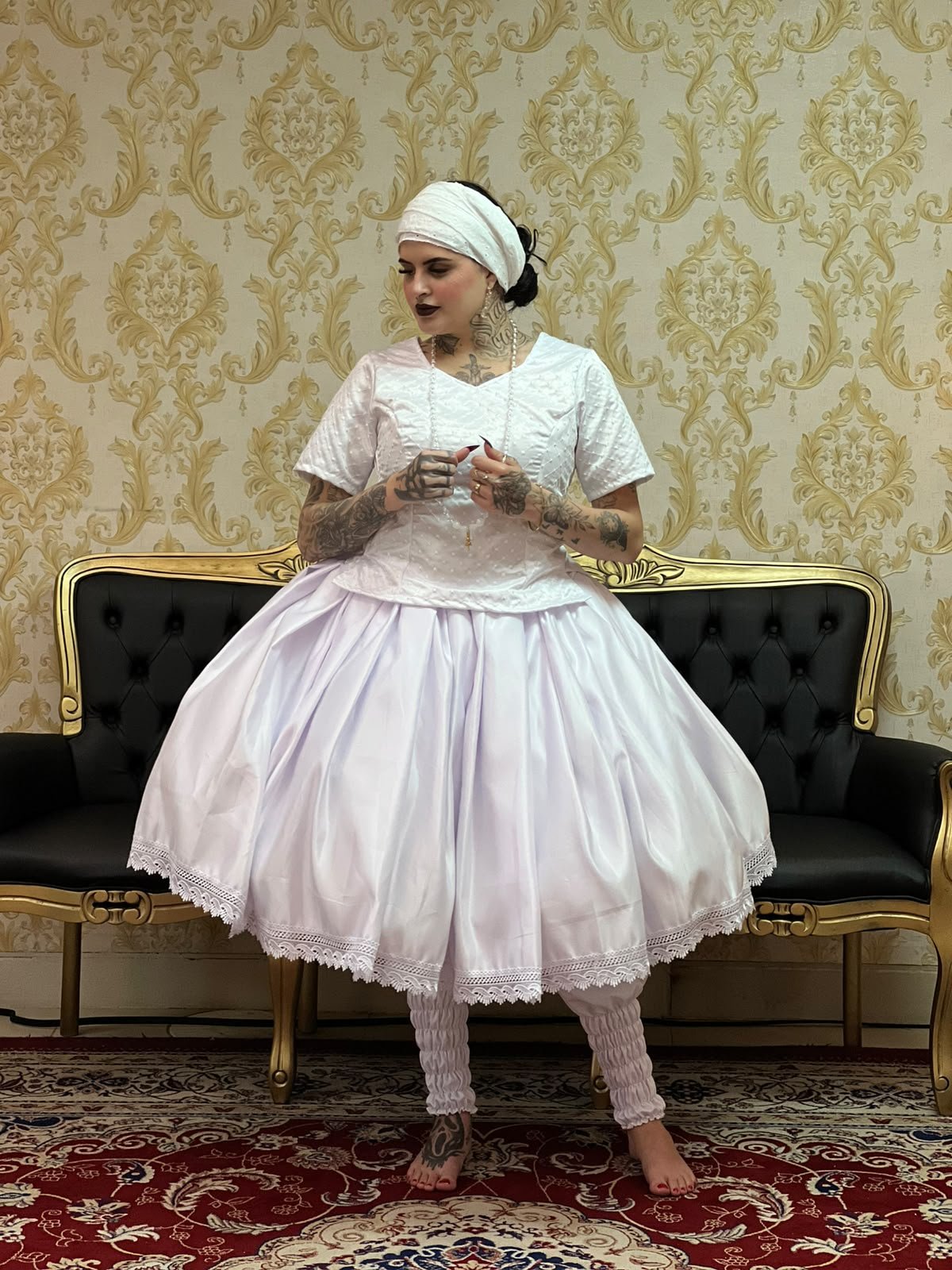 Bata Tafetá Bordado Branco 078