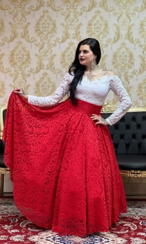 Saia Renda Longa Vermelho 105