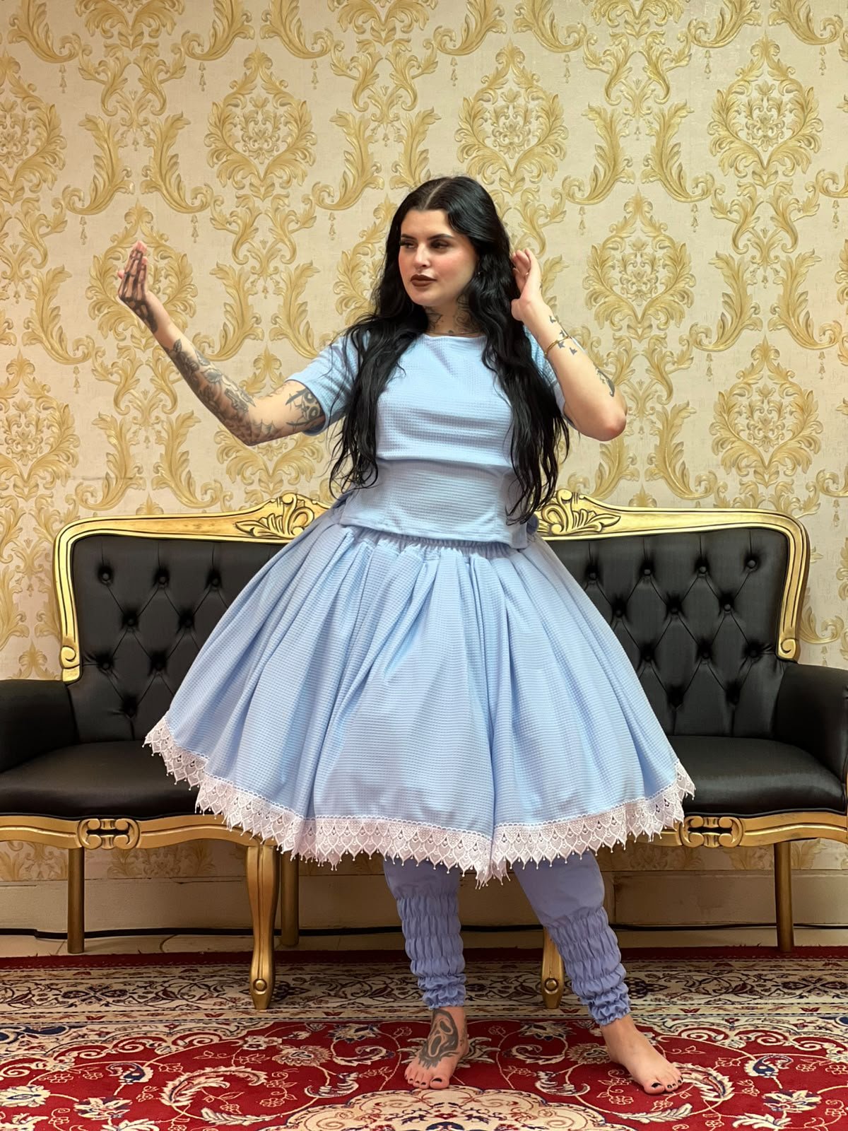 Saia Orun Malha Azul/Bco 451