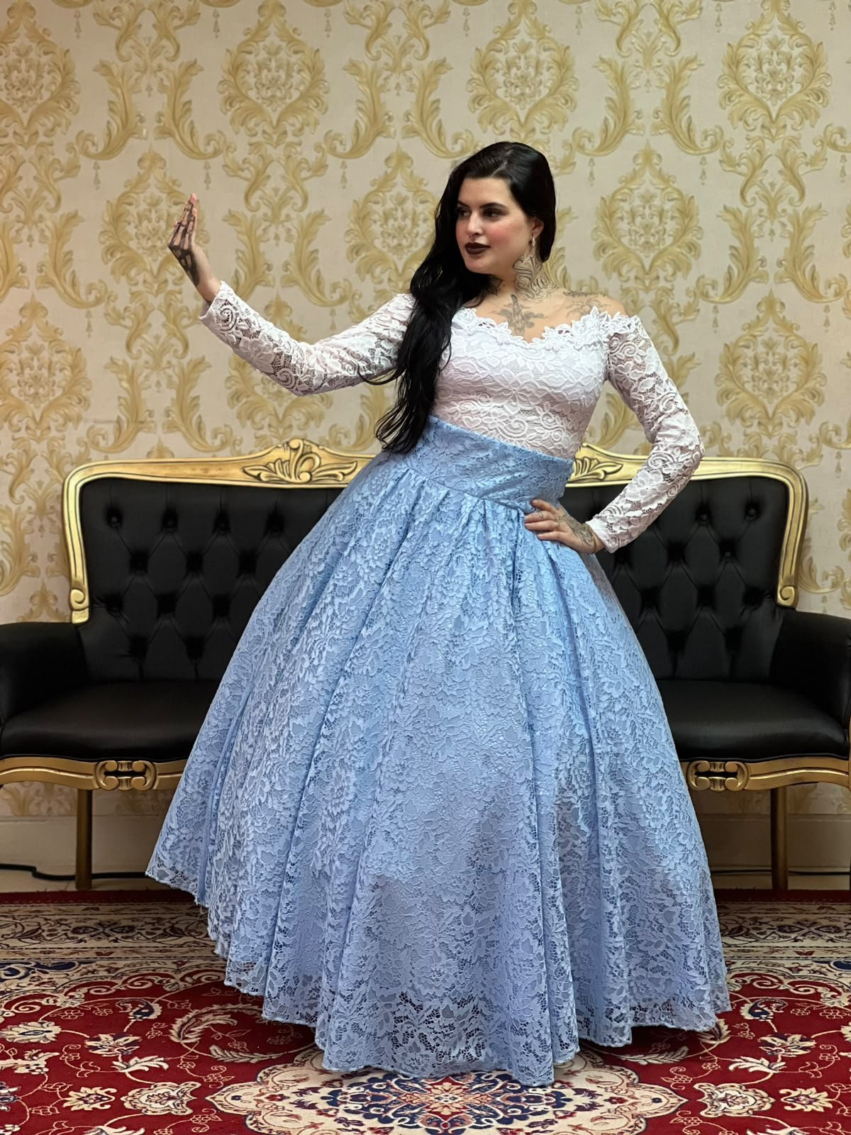 Saia Renda Longa Azul 458