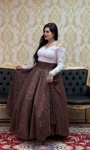 Saia Renda Longa Marrom 926