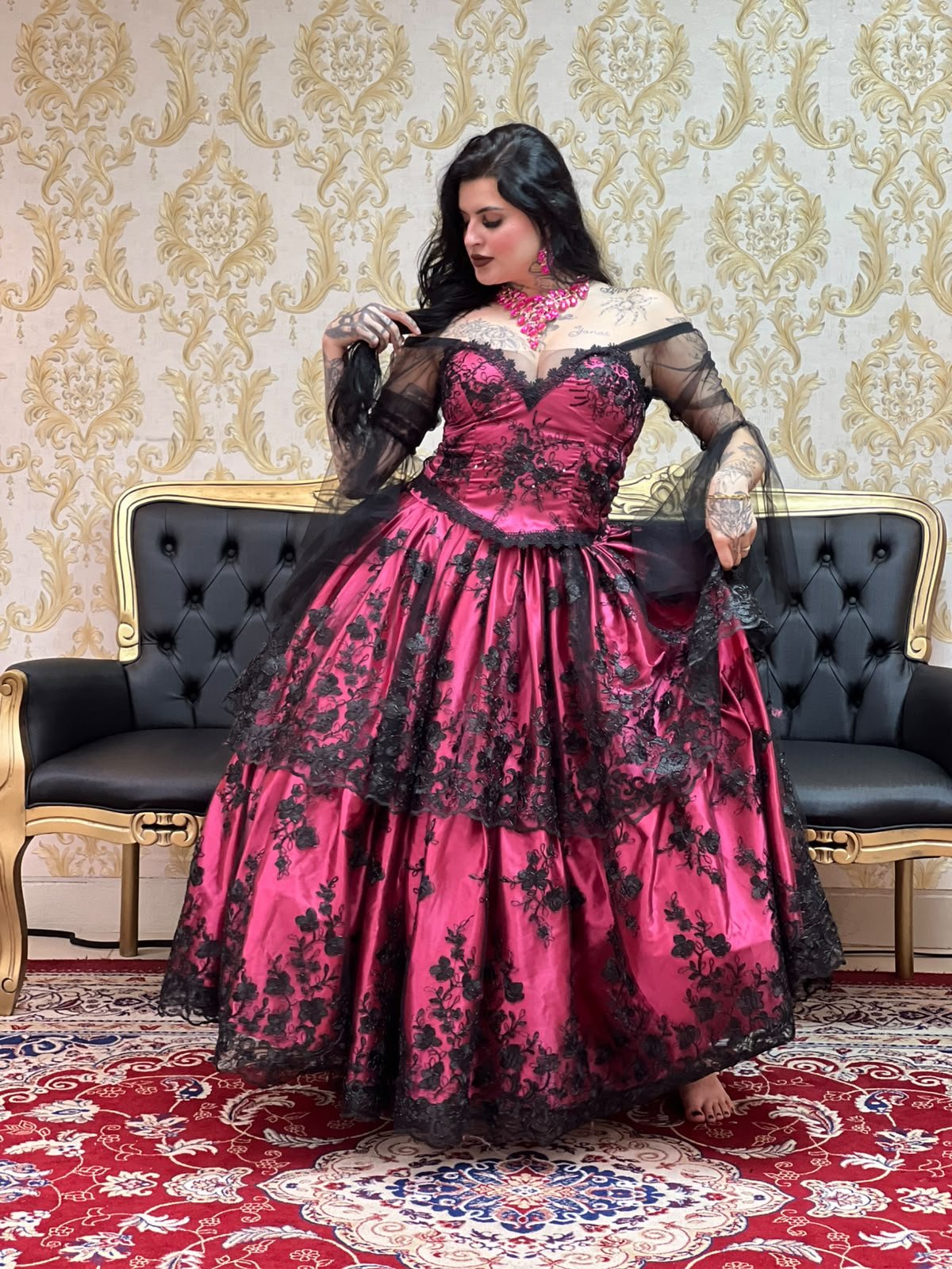 Saia Majestade Rosa/Preto 2729